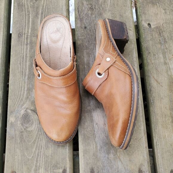 Red Wing Shoes Vintage Celina 90s y2k VSCO Camel Tan Leather Woman's Mules 7.5 - Picture 1 of 7